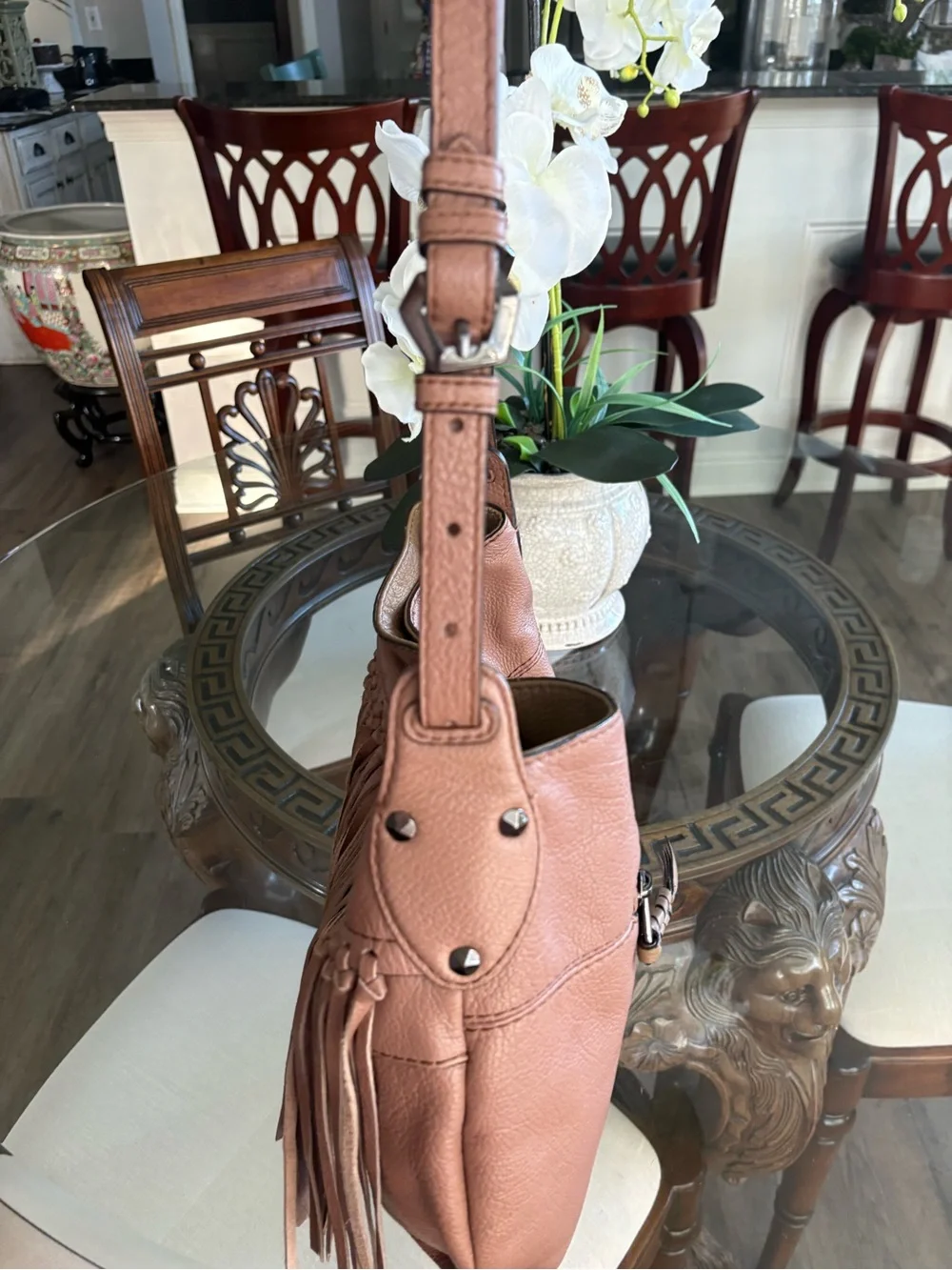 🤍🤍ORYANY JOSIE BLUSH HOBO FRINGE LEATHER SHOULDER BAG!🤍🤍
